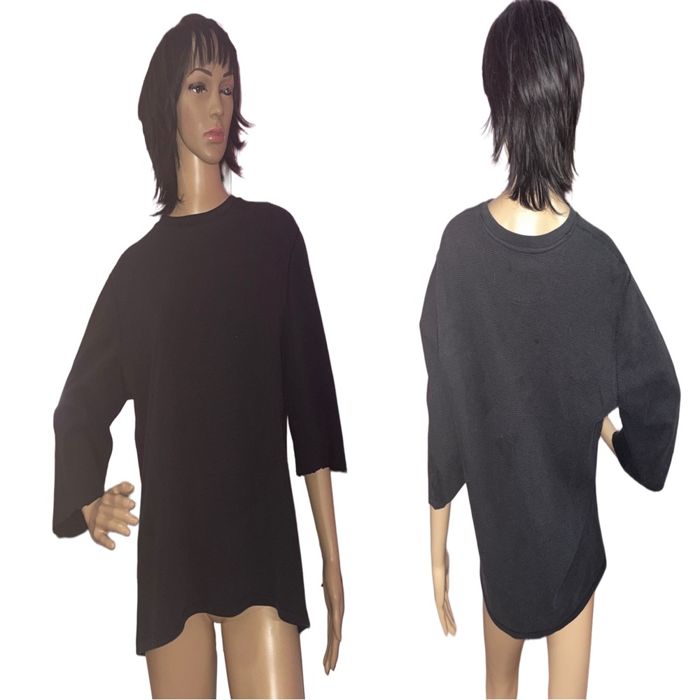 🩰5/$10 BUNDLE DEAL - oversized black waffle knit 3/4 sleeve top